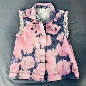 NWOT Mustard Seed Pink and Blue Tie-Dye Vest, S